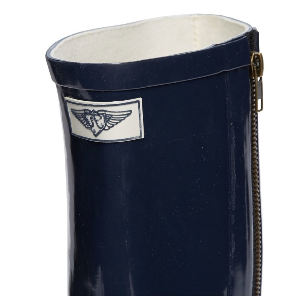Women's Rainboots, Tall Rubber Zipper Rain Boots, RB-6035, Navy, Size 11 - Picture 3 of 3